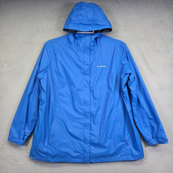 Columbia Arcadia II Jacket Womens 2X Blue Windbreaker Gorpcore Hiking Raincoat - Picture 1 of 16